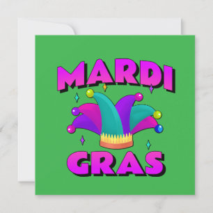 Festiva Tarjeta de sombrero de bufón de Mardi Gras