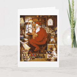 Festiva Tarjeta de taller Vintage Santa in
