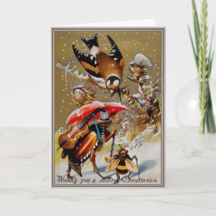 Festiva Tarjeta de tazas y Navidades de pájaros de Victori