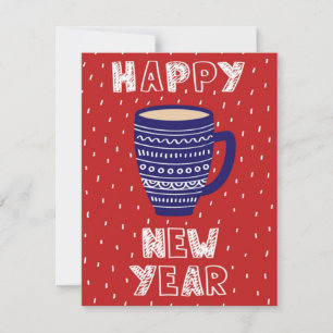 Festiva Tarjeta de té de Año Nuevo acogedor