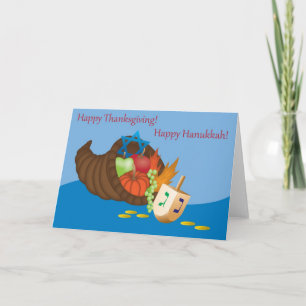 Festiva Tarjeta de Thanksgivukkah (acción de gracias y