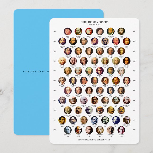 Festiva Tarjeta de tiempo para compositores (Anverso / Reverso)