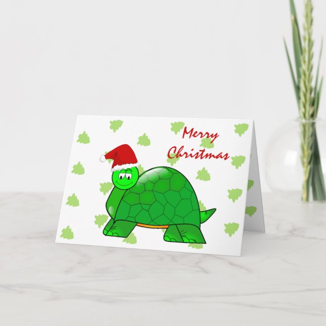 Festiva Tarjeta de tortuga para navidades (Anverso)