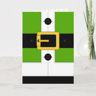 Festiva Tarjeta de traje verde de Santa