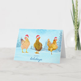 Festiva Tarjeta de tres Navidades de pollo