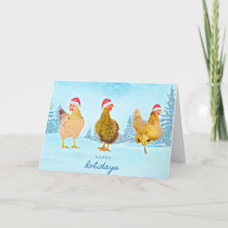 Festiva Tarjeta de tres Navidades de pollo