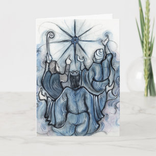 Festiva Tarjeta de tres Navidades Reyes
