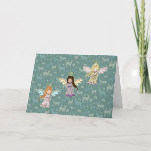 Festiva Tarjeta de tres pequeños ángeles Navidades