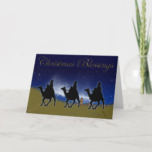 Festiva Tarjeta de tres sabios Navidades orientales