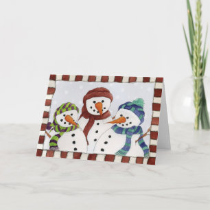 Festiva Tarjeta de tres Snowmen