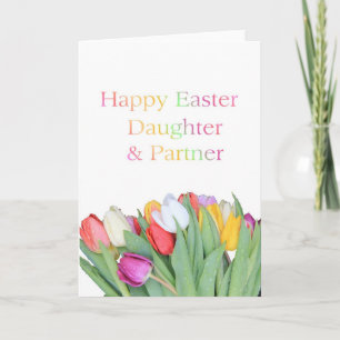 Festiva Tarjeta de tulipán feliz de Pascua para Hijos y As
