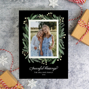 Festiva Tarjeta de una sola foto de bendiciones pacíficas