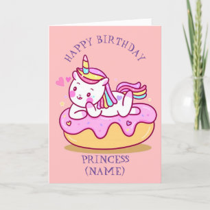 Festiva Tarjeta de unicornio para el cumpleaños de la prin
