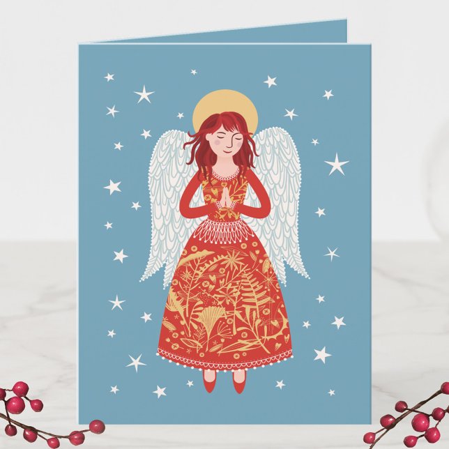 Festiva Tarjeta de vacaciones Angel Navidades (Angel folded Christmas holiday card)