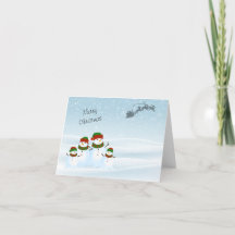 Tarjeta de vacaciones azul Snowman