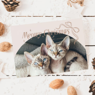 Festiva Tarjeta de vacaciones Beige de Meowy Navidades gat