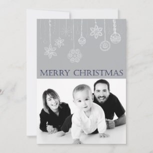 Festiva Tarjeta de vacaciones Blue Merry Christmas Family
