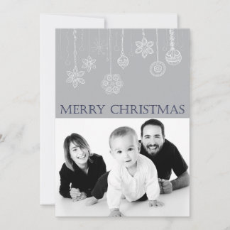 Festiva Tarjeta de vacaciones Blue Merry Christmas Family