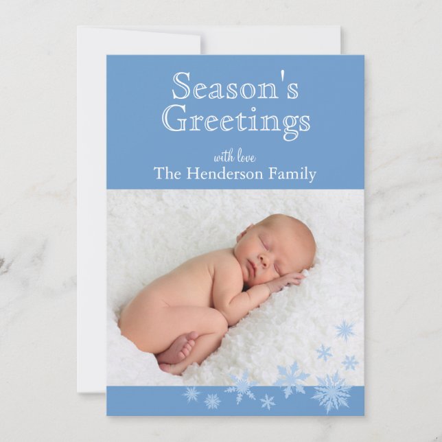 Festiva Tarjeta de vacaciones Blue Snowflakes (Anverso)