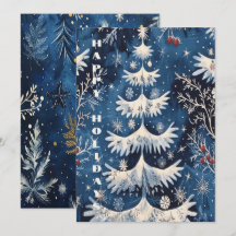 Tarjeta de vacaciones Blue White Christmas Tree