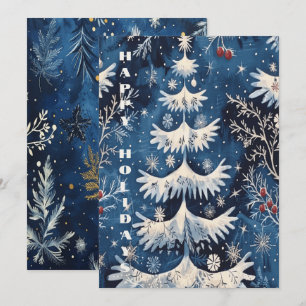 Festiva Tarjeta de vacaciones Blue White Christmas Tree