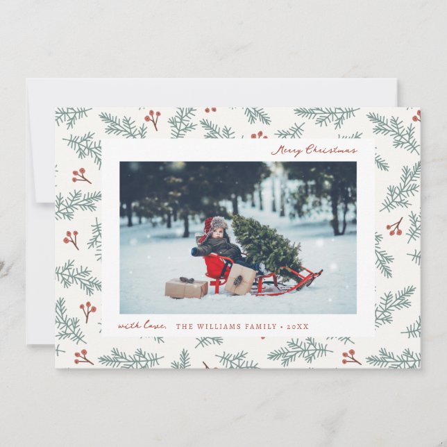 Festiva Tarjeta de vacaciones botánica de Berries (Anverso)