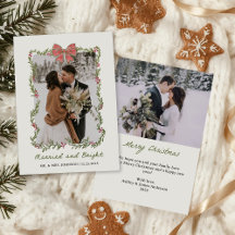 Tarjeta de vacaciones brillante y casada con foto 