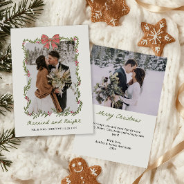 Festiva Tarjeta de vacaciones brillante y casada con foto 