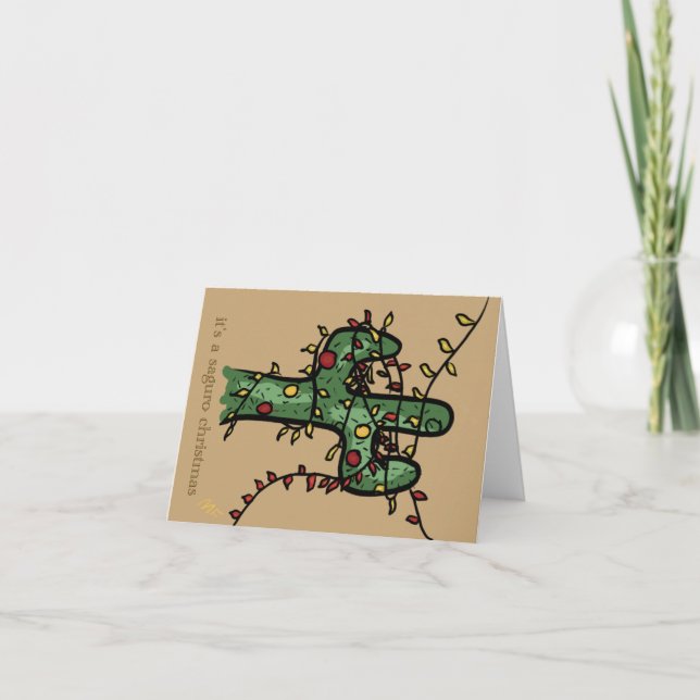 Festiva Tarjeta de vacaciones Cactus para navidades (Anverso)