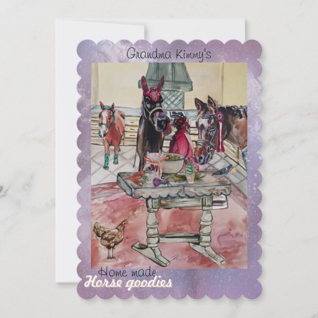 Festiva tarjeta de vacaciones casera de caballos goois (Anverso)