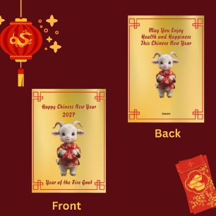 Festiva Tarjeta de vacaciones CNY Cabra con Bolsa de Diner