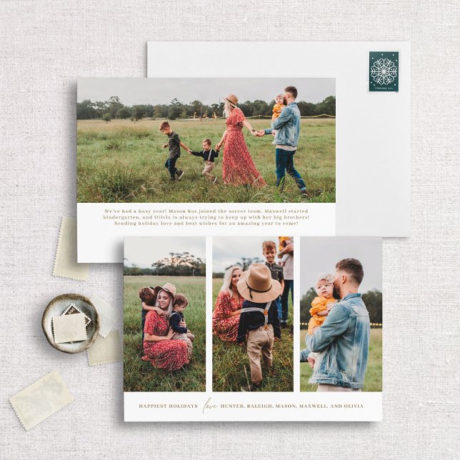 Festiva Tarjeta de vacaciones con 3 fotos verticales minim (Subido por el creador)