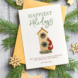 Festiva Tarjeta de vacaciones con collage de ardillas en p