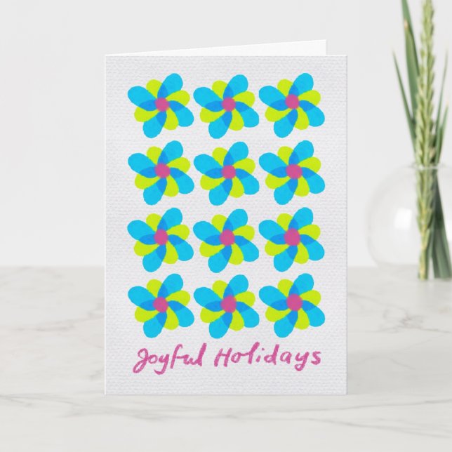 Festiva Tarjeta de vacaciones con corazón alegre (Anverso)