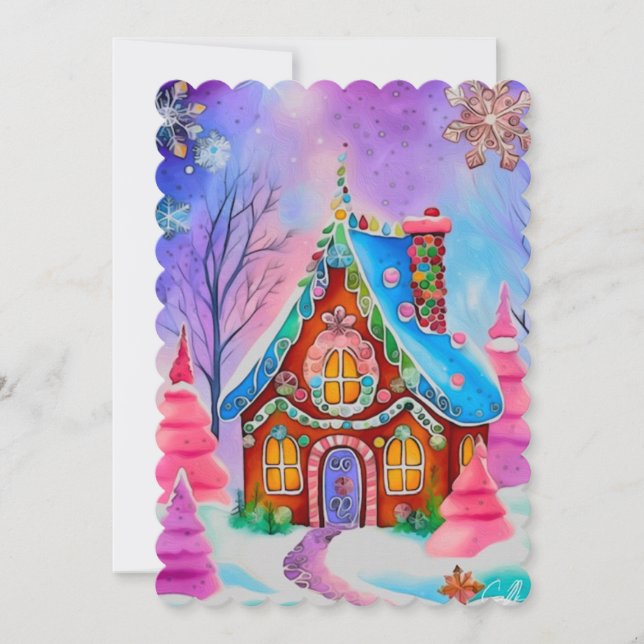 Festiva Tarjeta de vacaciones con diseño de pan de jengibr (Anverso)