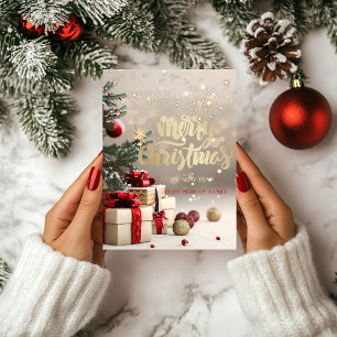 Festiva Tarjeta de vacaciones con efecto bokeh de regalos
