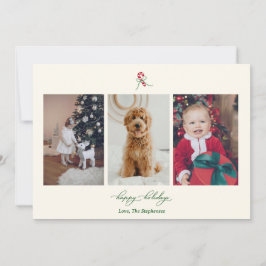 Festiva Tarjeta de vacaciones con foto de bastón de carame