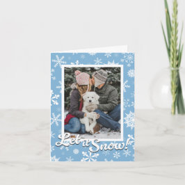 Festiva Tarjeta de vacaciones con foto de copos de nieve L