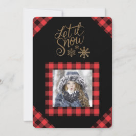 Festiva Tarjeta de vacaciones con foto de Let it Snow Red 