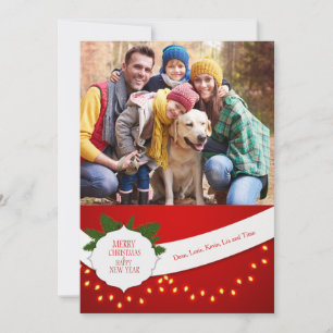 Festiva Tarjeta de vacaciones con foto de luces colgantes