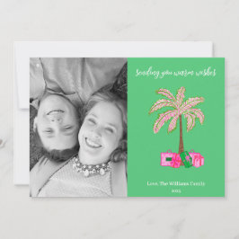 Festiva Tarjeta de vacaciones con foto de palma de deseos 