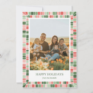 Festiva Tarjeta de vacaciones con foto enmarcada con patró