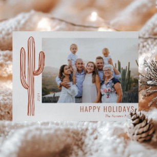 Festiva Tarjeta de vacaciones con foto familiar de la fami