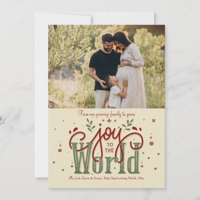 Festiva Tarjeta de vacaciones con foto "Joy To The World" (Anverso)