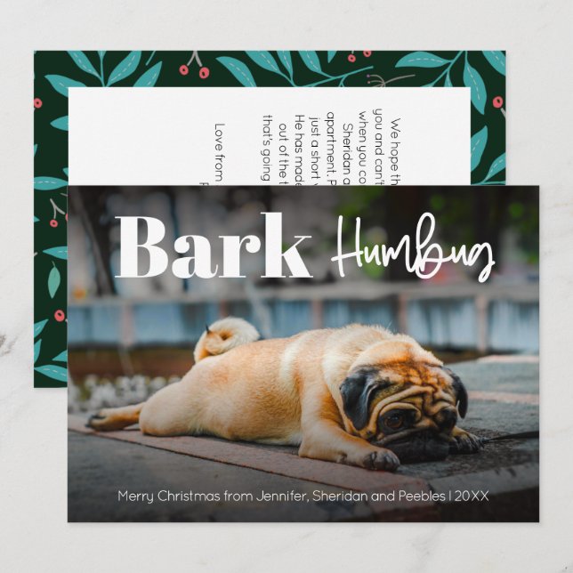 Festiva Tarjeta de vacaciones con foto personalizada Bark  (Anverso / Reverso)