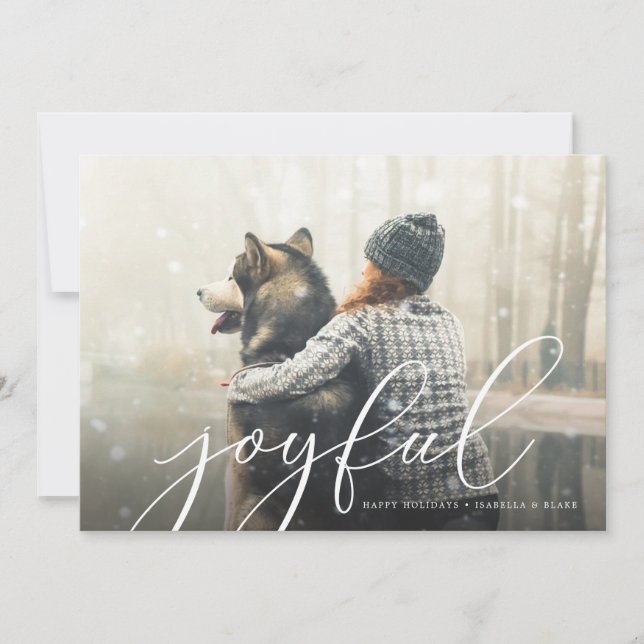 Festiva Tarjeta de vacaciones con foto y letra alegre (Anverso)