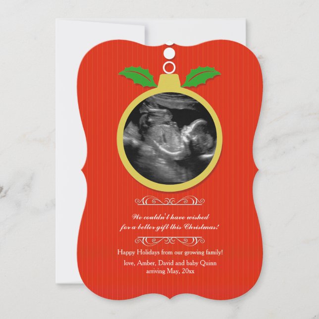 Festiva Tarjeta de vacaciones con fotografía ultrasonido (Anverso)