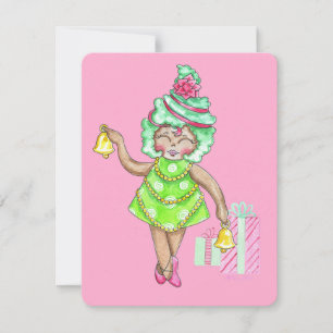 Festiva Tarjeta de vacaciones con ilustración acuarela ret