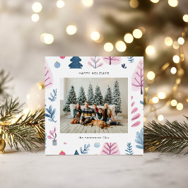 Festiva Tarjeta de vacaciones con ilustraciones de estilo 