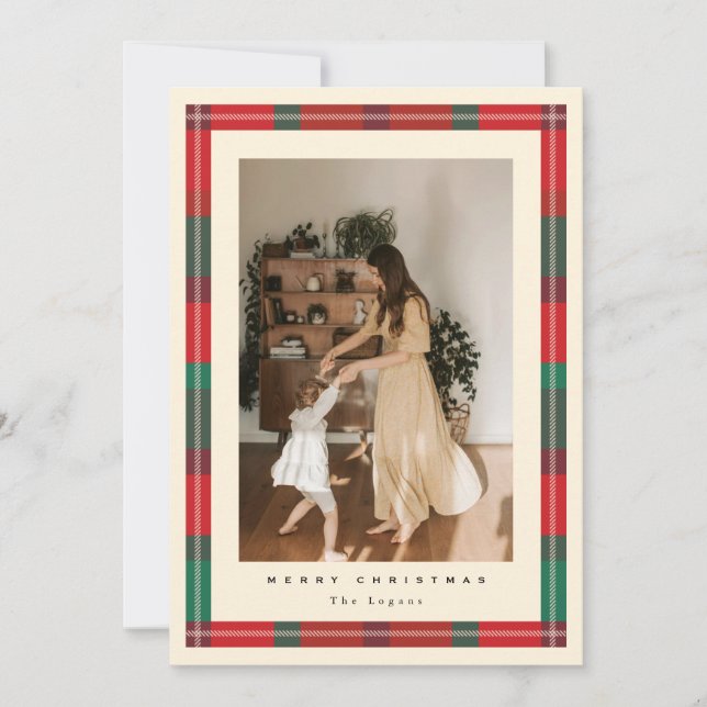 Festiva Tarjeta de vacaciones con marco de cuadros (Anverso)